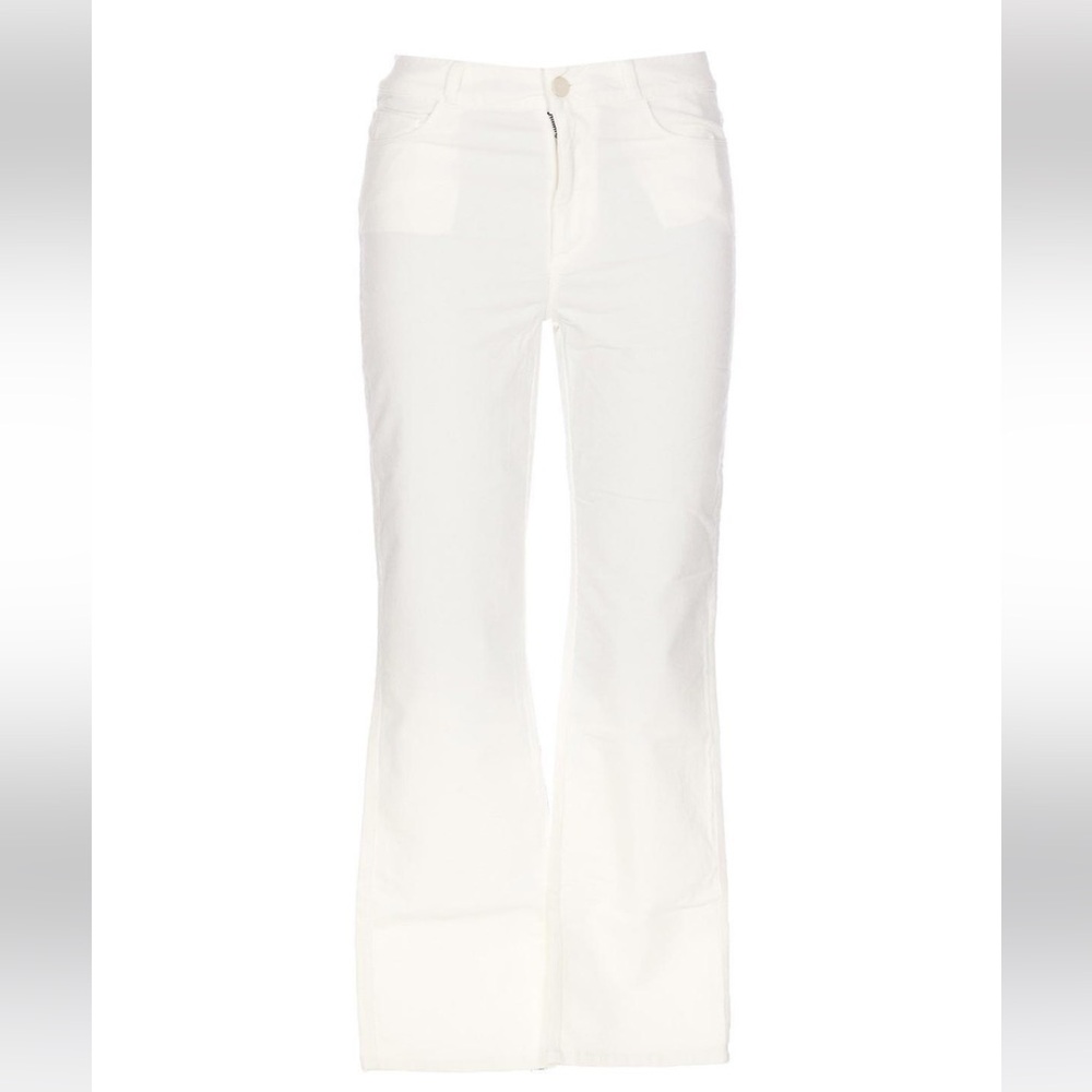 Paige Ecru Corduroy Straight Leg Jeans